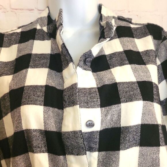 NEW Derek Lam 10 Crosby Black/White Buffalo Plaid Collarless Shirt sz.6 ret $325 - Picture 4 of 9